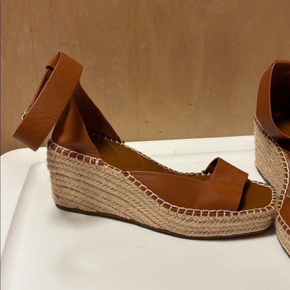 Franco Sarto Camera Tan Leather Espadrille Wedges - Picture 3 of 8